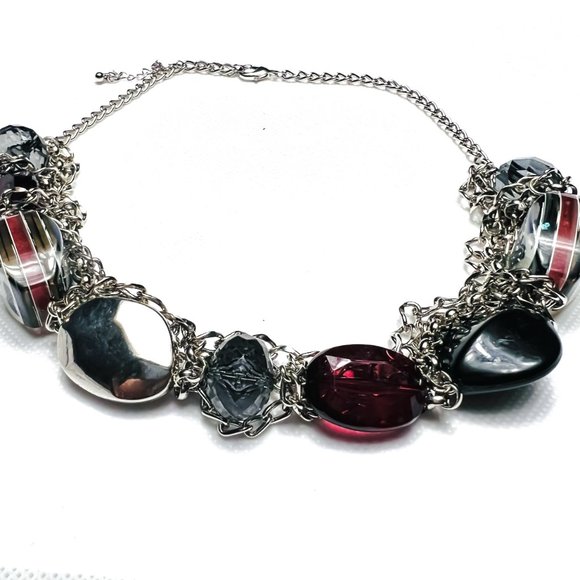 Chain and Bead Statement Necklace - Picture 3 of 3